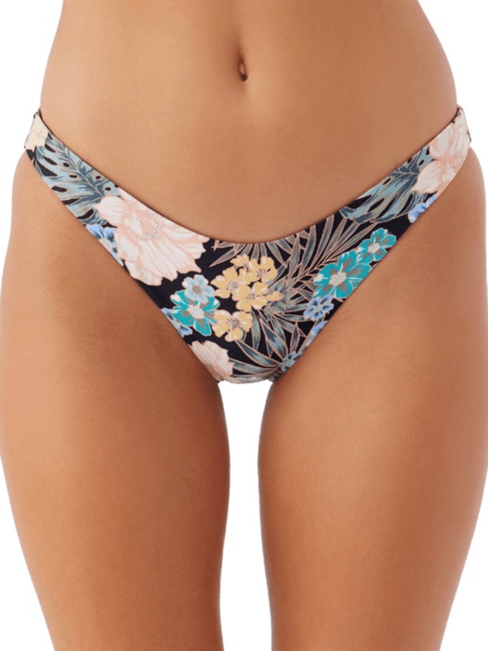 NWT O’Neill Macaw Tropical Bikini Bottom Black Floral V Front Size S